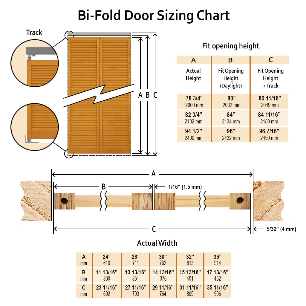 Traditional 6 Panel White Solid Pine Core Bi-fold Door