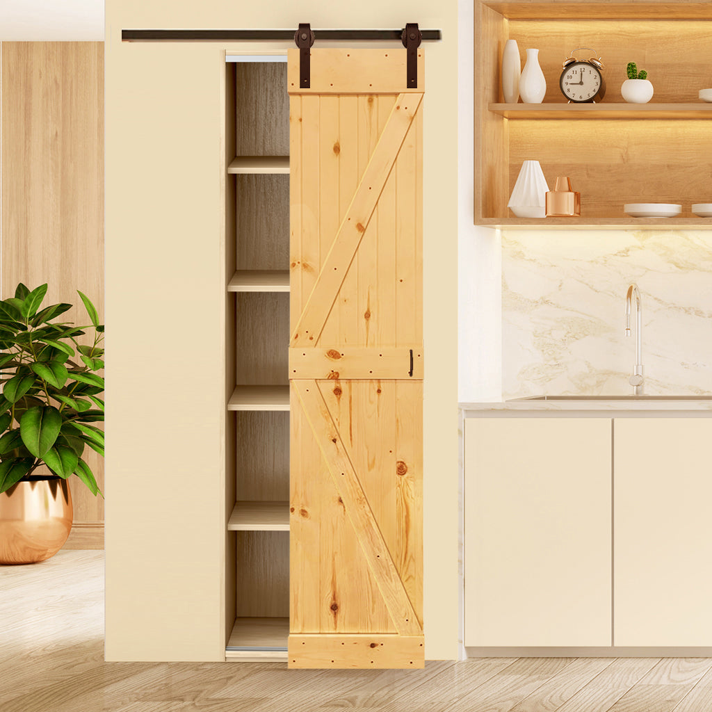 K-Bar Solid Pine Core Unfinished Interior Barn Door Slab DIY Kit