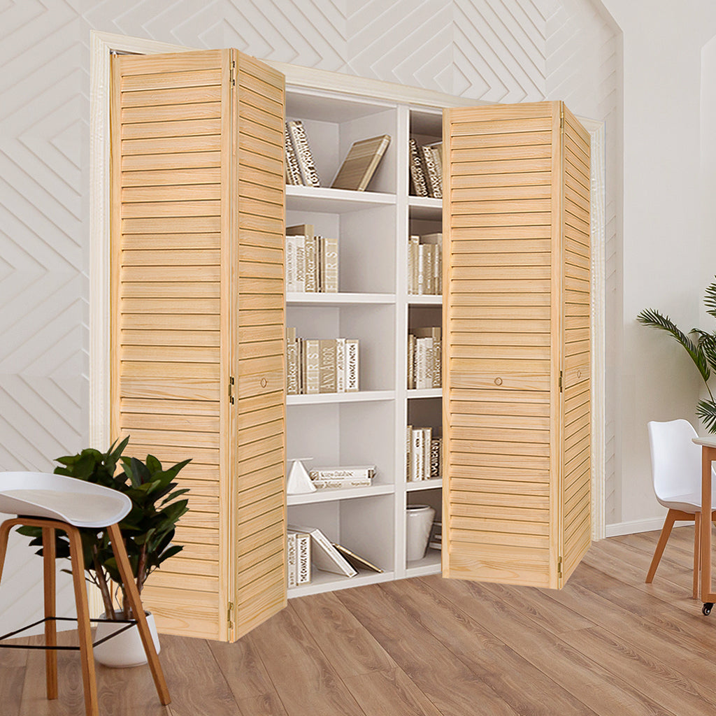 Plantation Louver Louver Solid Core Unfinished Wood Bi-fold Door