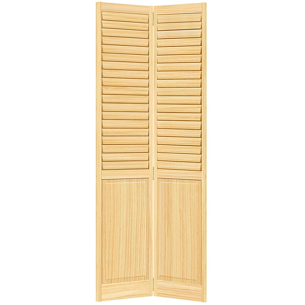 Plantation Louver Panel Solid Core Unfinished Wood Bi-fold Door