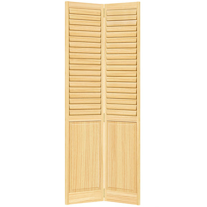 Plantation Louver Panel Solid Core Unfinished Wood Bi-fold Door