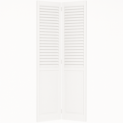 Plantation Louver Panel Solid Core White Wood Bi-fold Door