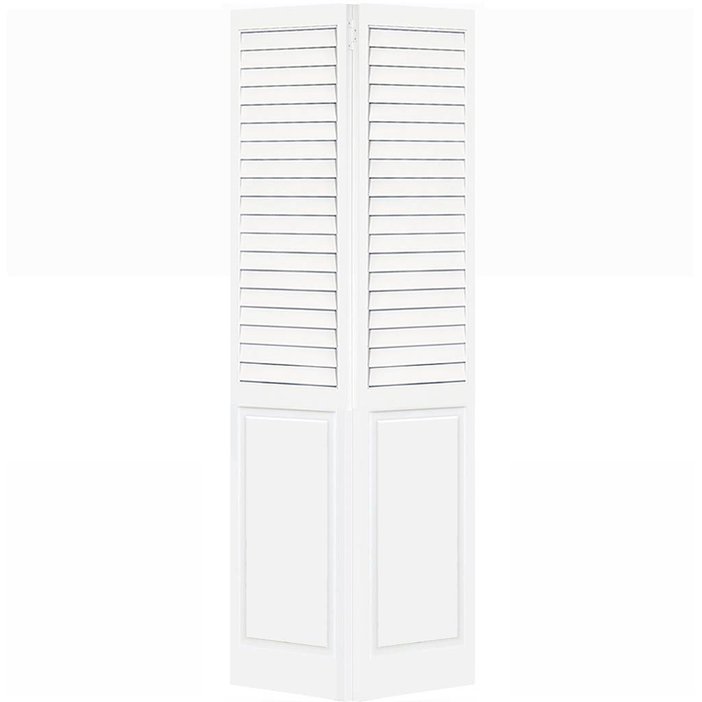 Plantation Louver Panel Solid Core White Wood Bi-fold Door