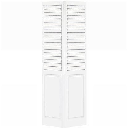 Plantation Louver Panel Solid Core White Wood Bi-fold Door