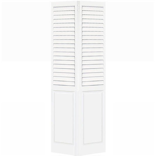 Plantation Louver Panel Solid Core White Wood Bi-fold Door