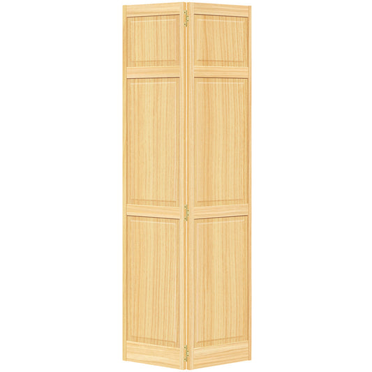 Traditional 6 Panel Clear Solid Core Unfinished Wood Bi-fold Door