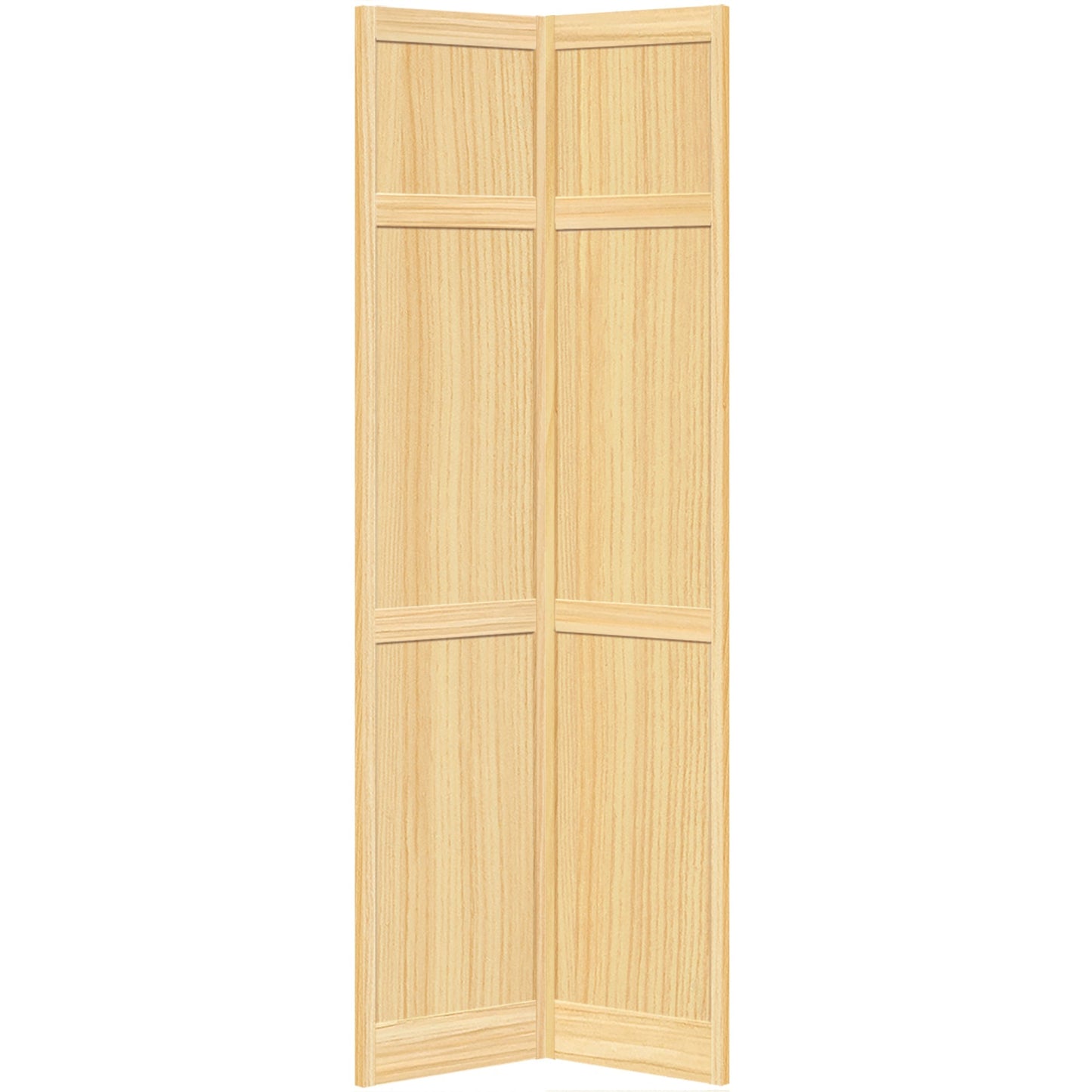 Traditional 6 Panel Clear Solid Core Unfinished Wood Bi-fold Door