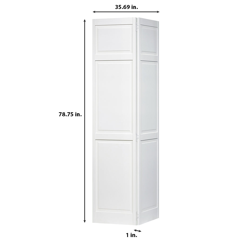 Traditional 6 Panel White Solid Pine Core Bi-fold Door