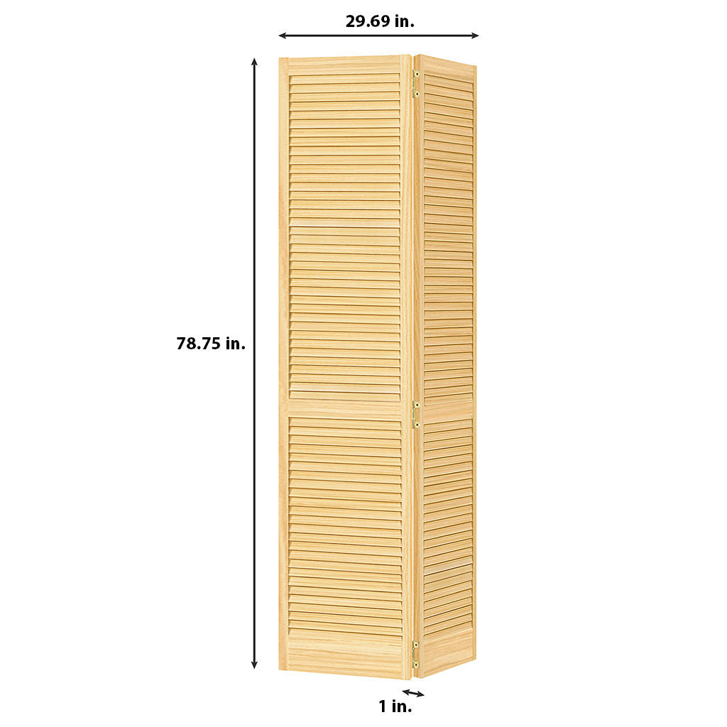 Traditional Louver Louver Solid Core Unfinished Wood Bi-fold Door