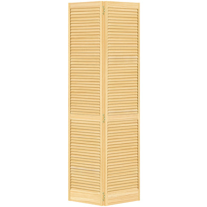 Traditional Louver Louver Solid Core Unfinished Wood Bi-fold Door