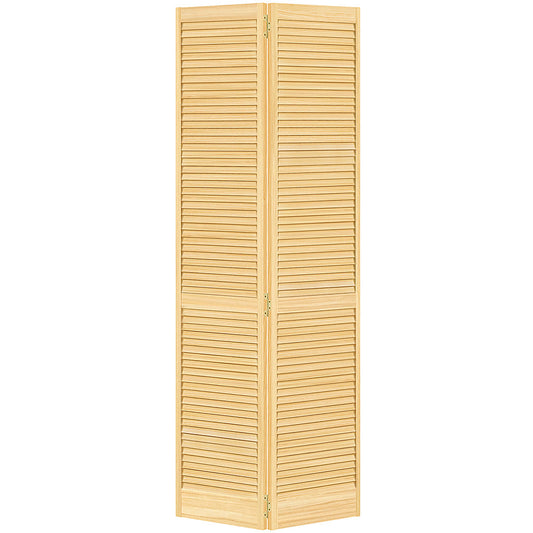 Traditional Louver Louver Solid Core Unfinished Wood Bi-fold Door