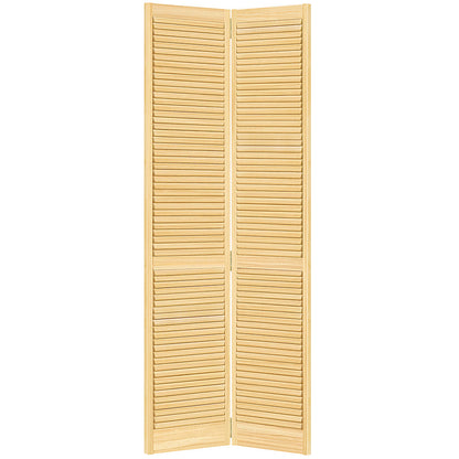 Traditional Louver Louver Solid Core Unfinished Wood Bi-fold Door