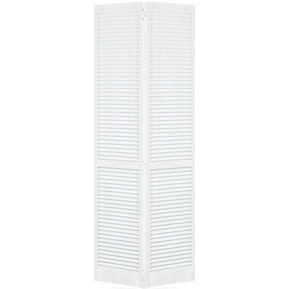 Traditional Louver Louver White Solid Core Wood Bi-fold Door