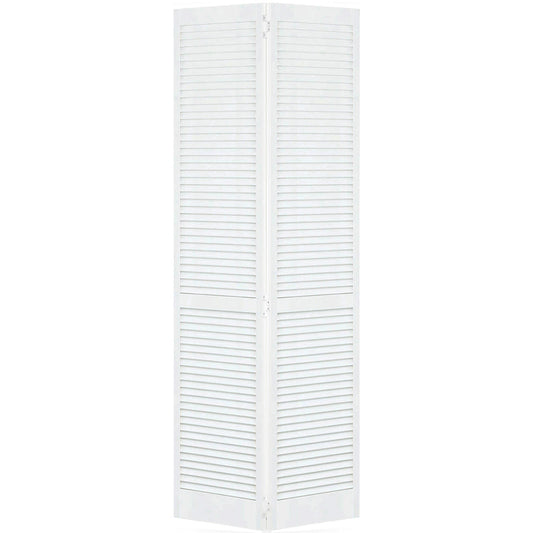 Traditional Louver Louver White Solid Core Wood Bi-fold Door