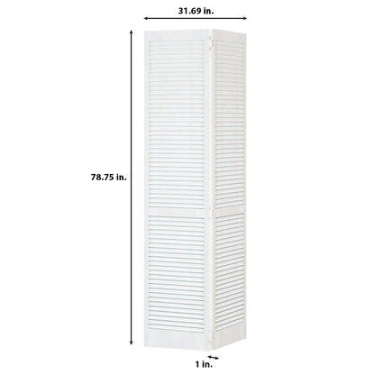 Traditional Louver Louver White Solid Core Wood Bi-fold Door