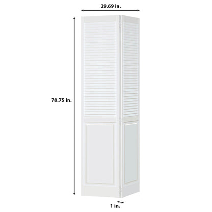 Traditional Louver Panel White Solid Core Wood Bi-fold Door