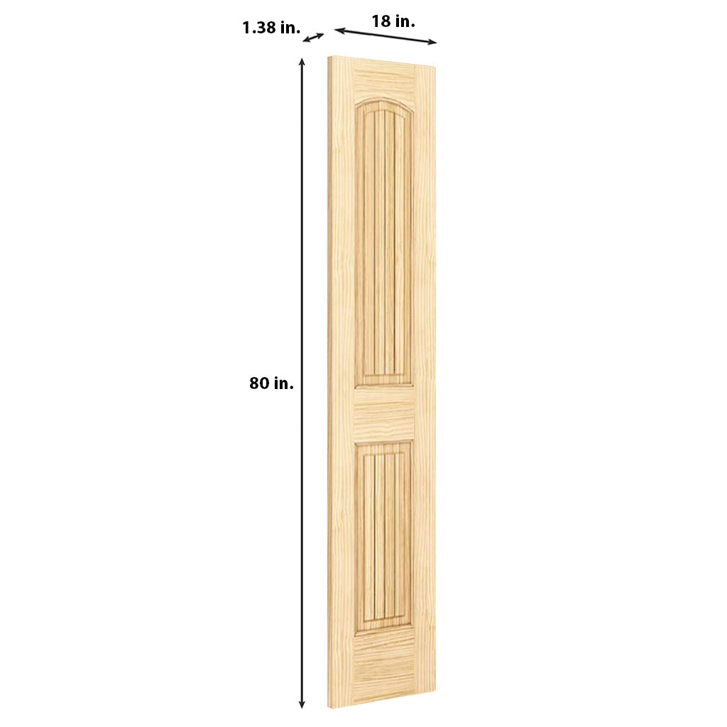 2-Panel Colonial Solid Pine Unfinished Arch Top with V-Groves Interior Door Slab