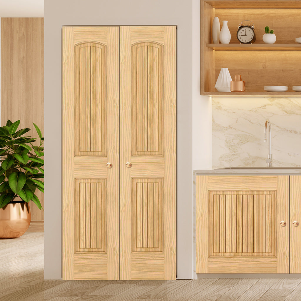2-panel Colonial Solid Pine Unfinished Arch Top -Groves Interior Door Slab Lifestyle Picture