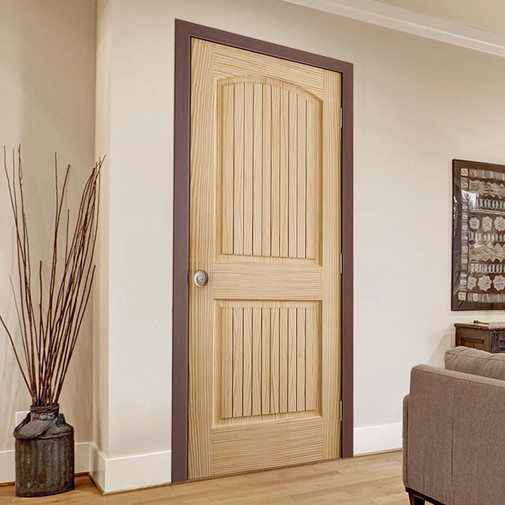2-panel Colonial Solid Pine Unfinished Arch Top-Groves Interior Door Slab Lifestyle Picture