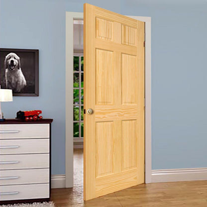 6-Panel Colonial Solid Pine Unfinished Interior Door Slab Lifestyle Picture