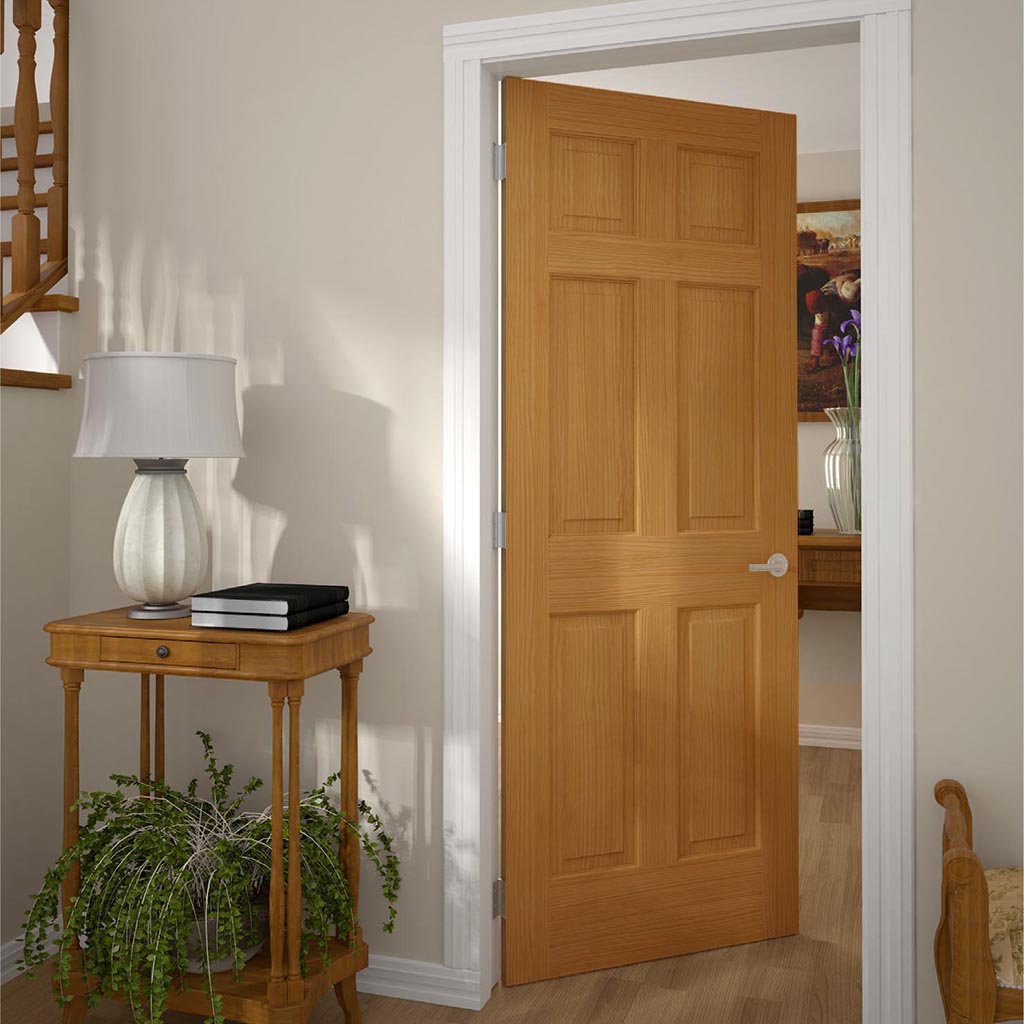6-Panel Colonial Solid Pine Unfinished Interior Door Slab Lifestyle Picture