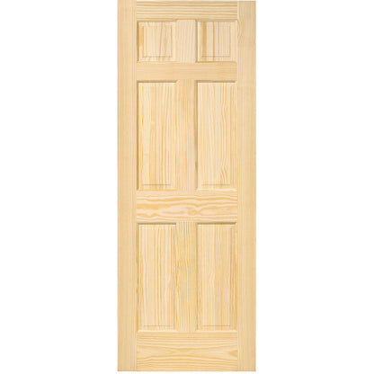 6-Panel Colonial Solid Pine Unfinished Interior Door Slab