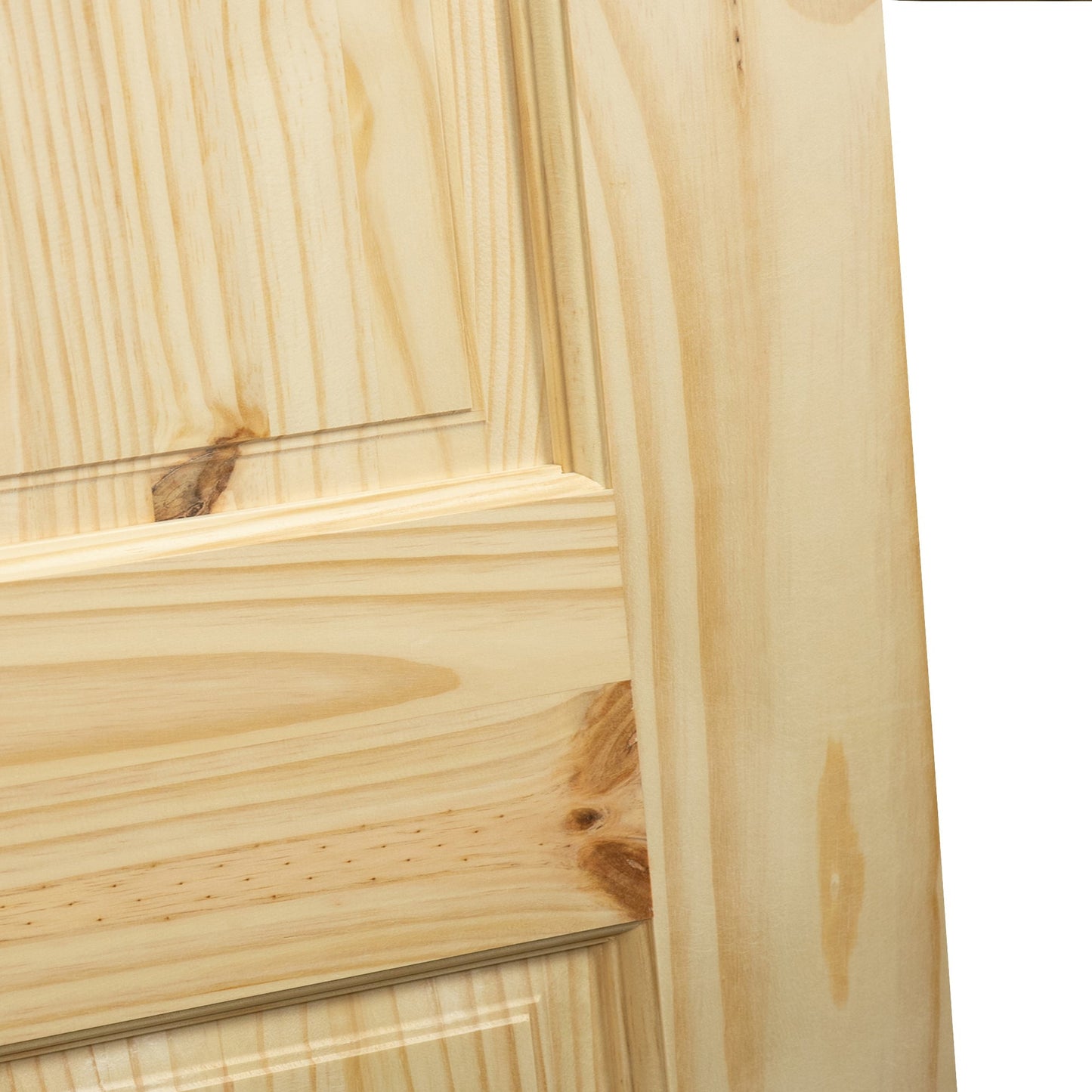 6-Panel Colonial Knotty Pine Unfinished Interior Door Slab Closeup