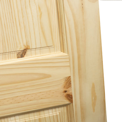 6-Panel Colonial Knotty Pine Unfinished Interior Door Slab Closeup