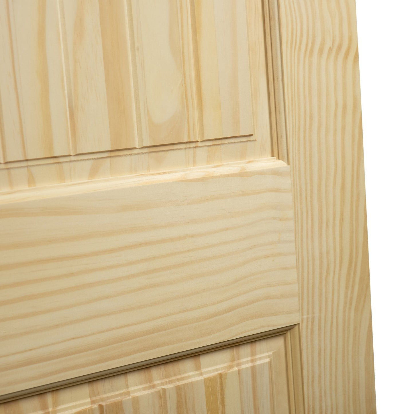 6-Panel Colonial Solid Pine Unfinished Interior Door Slab Closeup