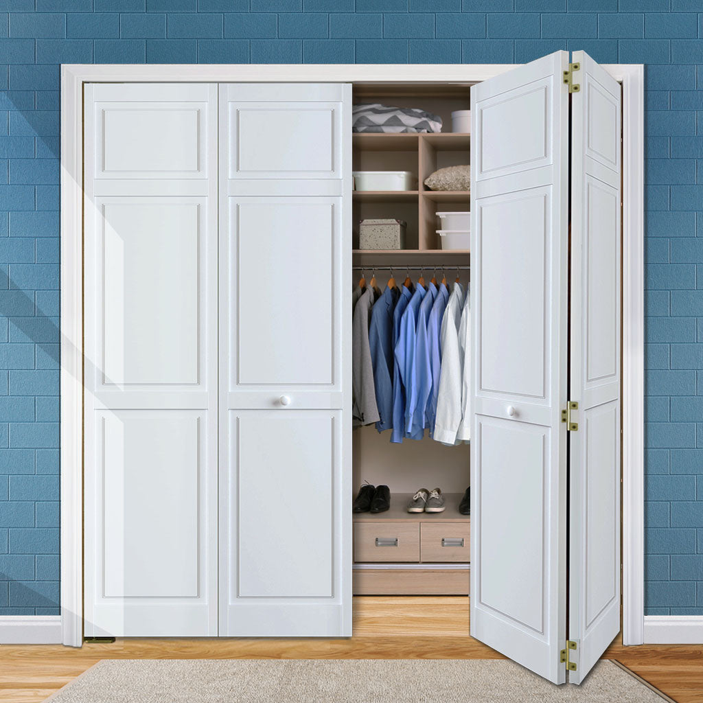 Traditional 6 Panel White Solid Pine Core Bi-fold Door