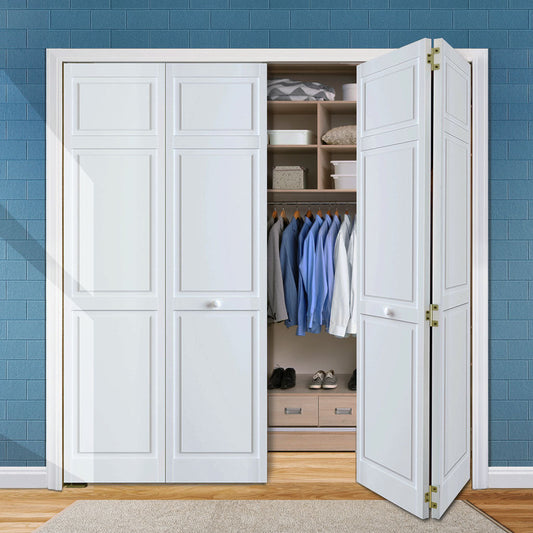 Traditional 6 Panel White Solid Pine Core Bi-fold Door