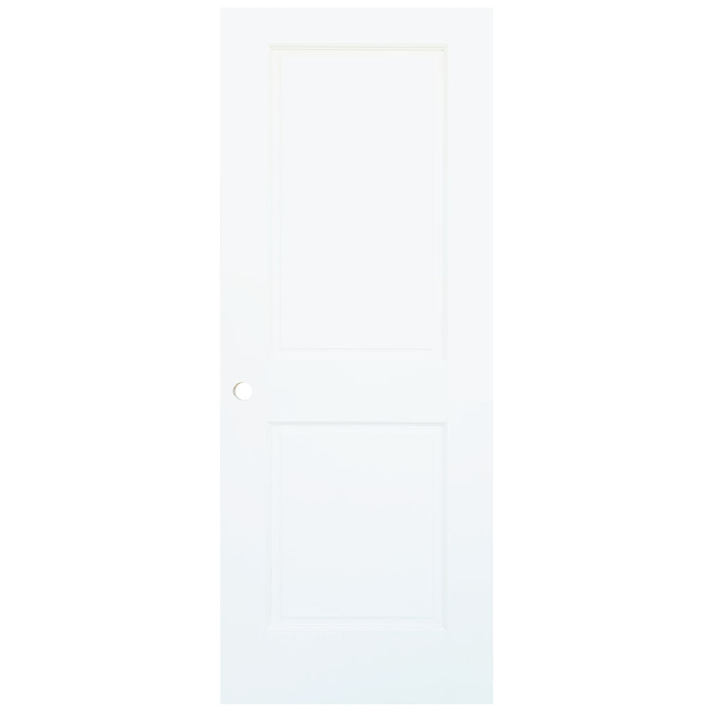 Slab 2-Panel Shaker White with Bore Hole Interior Door