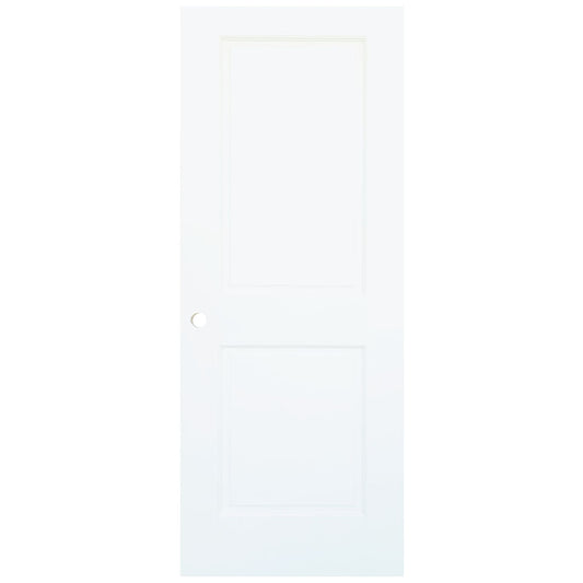 Slab 2-Panel Shaker White with Bore Hole Interior Door