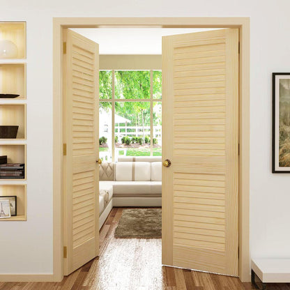 Plantation Louver Louver Solid Pine Unfinished Interior Door Slab