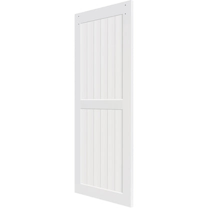 2-Panel White Solid Pine Core Interior Barn Door Slab
