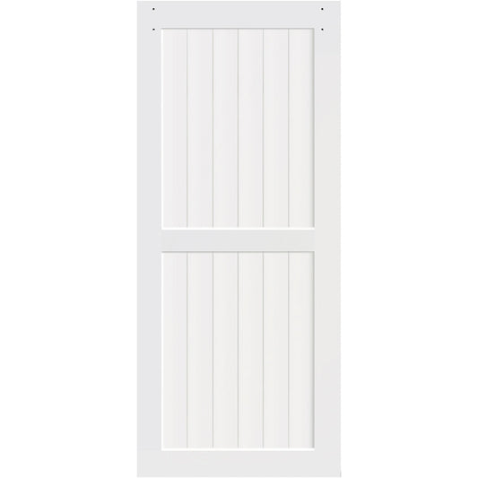 2-Panel White Solid Pine Core Interior Barn Door Slab