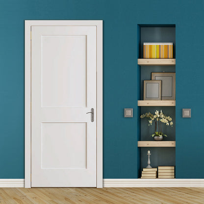 Slab 2-Panel Shaker White with Bore Hole Interior Door
