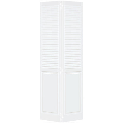 Traditional Louver Panel White Solid Core Wood Bi-fold Door