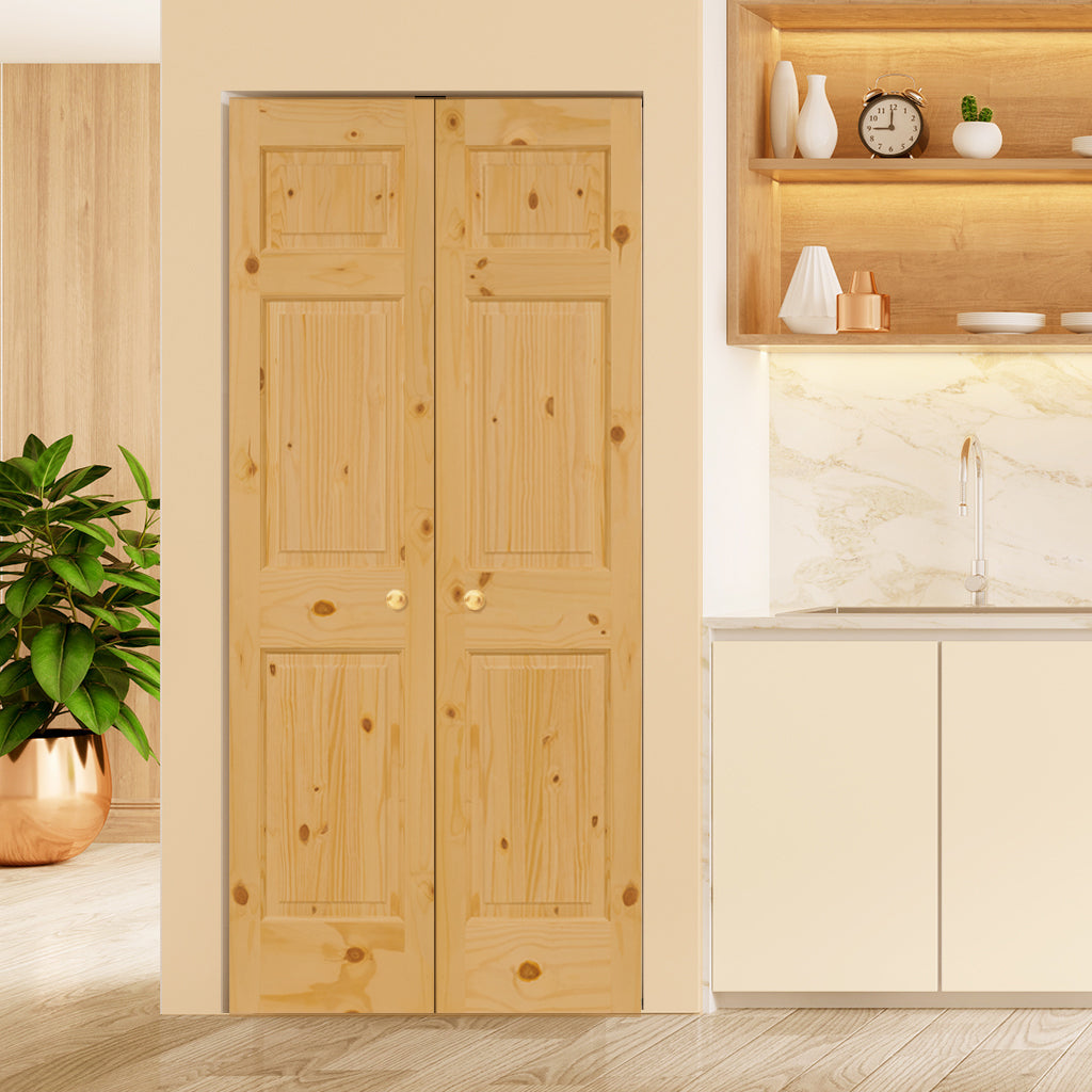 6-Panel Colonial Knotty Pine Unfinished Interior Door Slab Lifestyle Picture