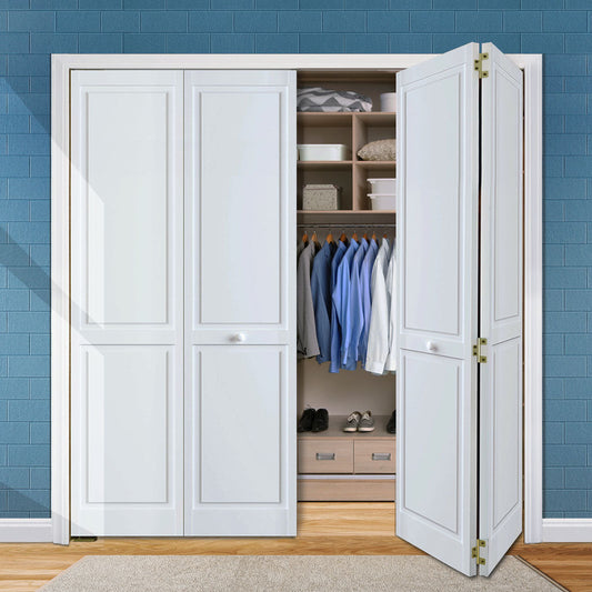 Traditional 4 Panel White Solid Pine Core Bi-fold Door